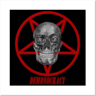 Human satanic skull Demonocracy Posters and Art